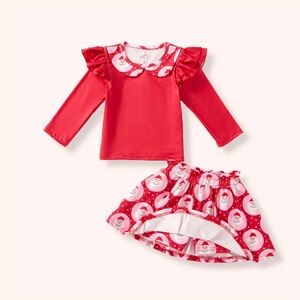 Red Santa Print Kids Outfit